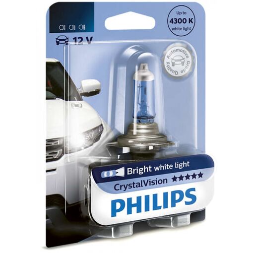 Лампа галогенная Philips H11 Cristal Vision, 4300K, 1шт/блистер 12362CVB1