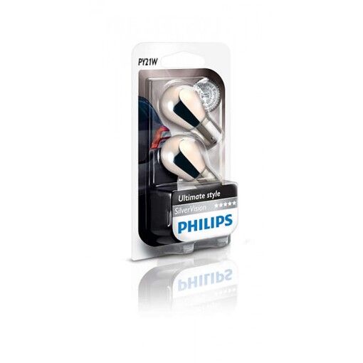 Лампа накаливания Philips PY21W SilverVision, 2шт/блистер 12496SVB2