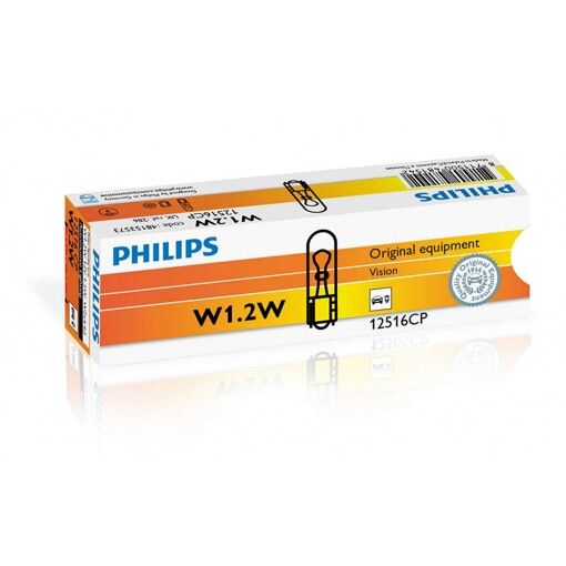 Лампа накаливания Philips W1,2W, 10шт/картон 12516CP