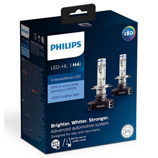 Лампи світлодіодні PHILIPS H4 X-tremeUltinon +200% 12901HPX2