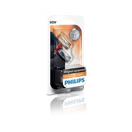 Лампа розжарювання Philips W5W, 2шт/блістер 12961B2