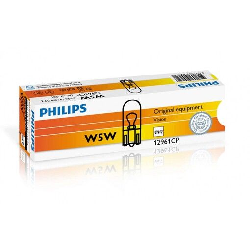 Лампа накаливания Philips W5W, 10шт/картон 12961CP