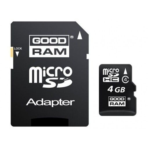 Карта памяти Goodram microSDHC 4GB Class 4 + adapter