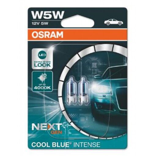 Габарити Osram W5W 12V 5,20W W2.1x9.5d Cool Blue Intense Next Gen +100% 2шт/блістер (2825CBN-02B)