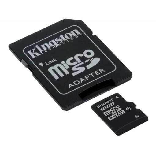 Карта пам'яті Kingston microSDHC 16 Gb class 10 + SD adapter (SDC10/16GB)