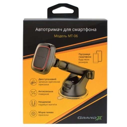 Автокріплення для смартфона магнітний Grand-X MT-06 (кріплення на панель чи скло, телескоп)