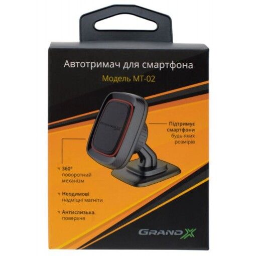 Автокріплення для смартфона магнітний Grand-X MT-02 (кріплення на панель)