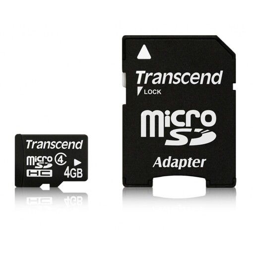 Карта памяти microSDHC Transcend 4 GB Class 4 + адаптер