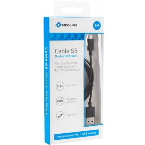 Реверсивний кабель Neoline Cable S5 Double Side Black USB-Micro USB