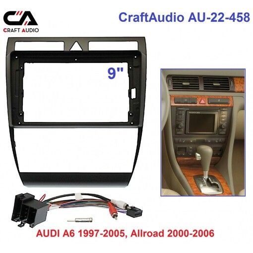 Рамка переходная CraftAudio АU-22-458 AUDI A6 (4B) 1997-2005, Allroad 2000-2006 9&quot; + проводка