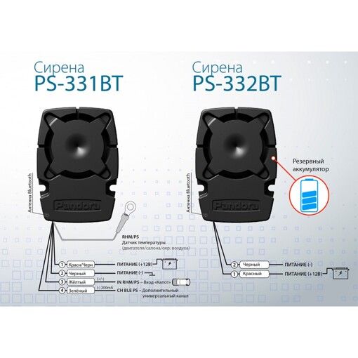 Сирена пьезоэлектрическая Pandora PS-332BT