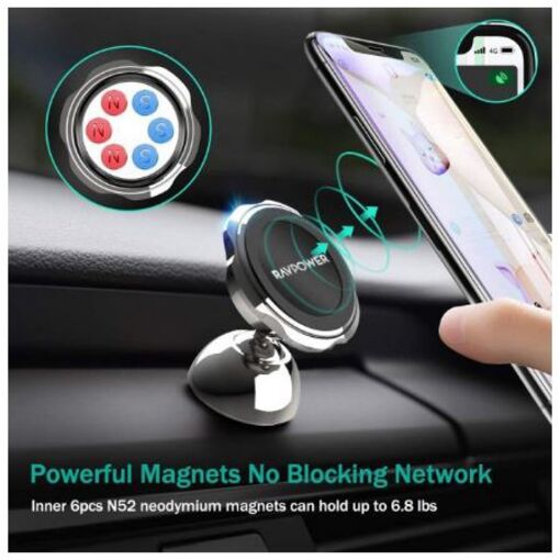 Автокрепление для смартфона RAVPower Magnetic Car Phone Mount Black