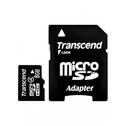 Карта памяти Transcend microSD 8 GB класс 4 + адаптер