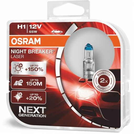 Лампа галогенна Osram 64150NL H1 Night Breaker Laser NG +150% 55W 12V P14,5s HardDuopet