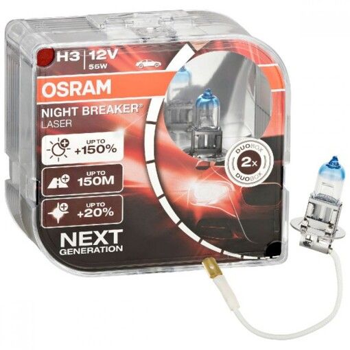 Лампа галогенна Osram 64151NL H3 Night Breaker Laser NG +150% 55W 12V Pk22s HardDuopet