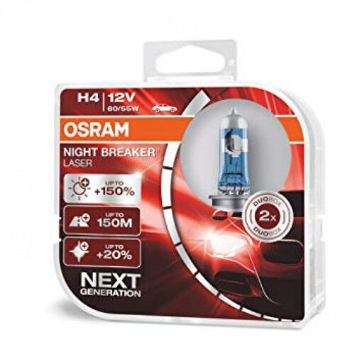 Лампа галогенная Osram 64193NL H4 Night Breaker Laser NG +150% 60/55W 12V P43T HardDuopet