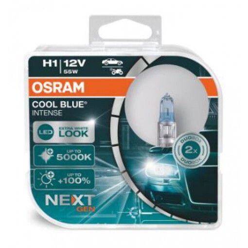 Лампа галогенная Osram H1 12V 55W P14.5s Cool Blue Intense Next Gen +100% 2шт/комп (64150CBN-HCB) УЦЕНКА