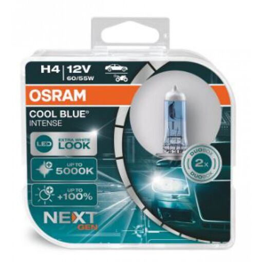 Лампа галогенна Osram H4 12V 60W P43t Cool Blue Intense Next Gen +100% 2шт/комп (64193CBN-HCB)