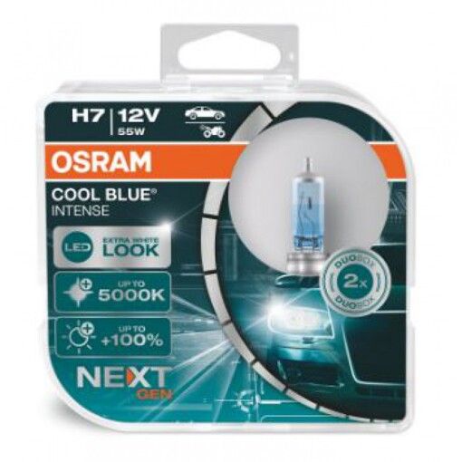 Лампа галогенная Osram H7 12V 55W PX26d Cool Blue Intense Next Gen +100% 2шт/комп (64210CBN-HCB)