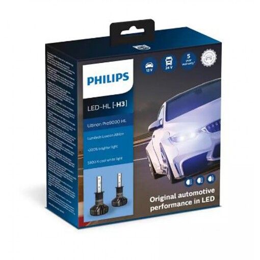 Лампы светодиодные PHILIPS LED H3 Ultinon Pro9000 + 250% 12/24V 18W