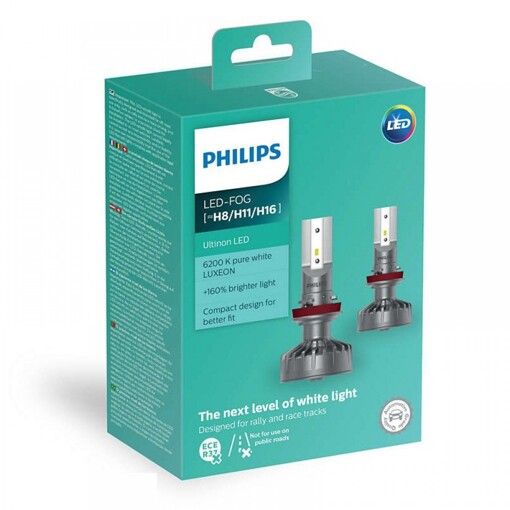 Лампи світлодіодні PHILIPS H8/H11/H16 11366U50CWX2 LED Fog Ultinon Pro5000 +160% 12/24V
