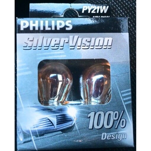 Лампа розжарювання Philips PY21W SilverVision, 2шт/картон 12496SVS2