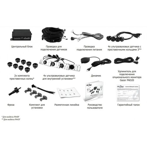 Парктроник Gazer PA45F черный