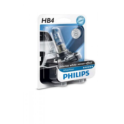 Лампа галогенна Philips HB4 WhiteVision +60%, 3700K, 1шт/блістер 9006WHVB1