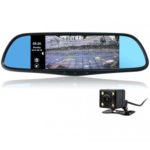 Дзеркало заднього виду з двоканальним реєстратором та монітором Prime-X 107 ANDROID