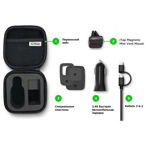 Автокріплення для смартфону iOttie HLTRIO110 iTap Magnetic Mounting and Charging Travel Kit