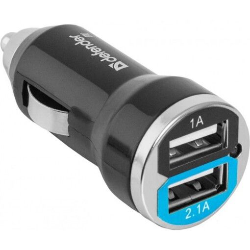 Зарядное устройство USB DEFENDER UCС-23 5V/2,1А+1А USB avtoadapter+micro-USB cable