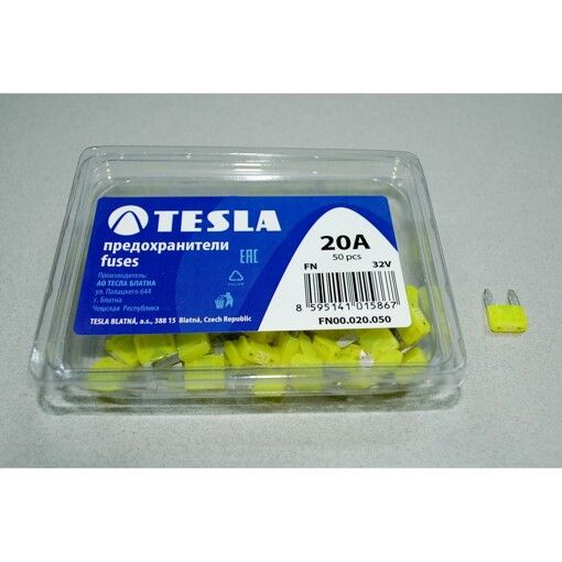 Запобіжник TESLA FN00.020.050 MINI 20A /50шт