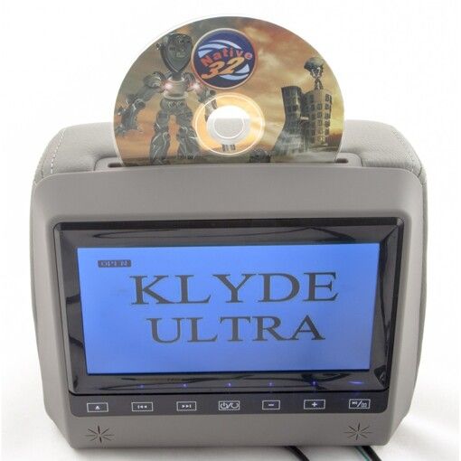 Підголовник з монітором та DVD-програвачем KLYDE Ultra 790 FHD Gray (сірий)