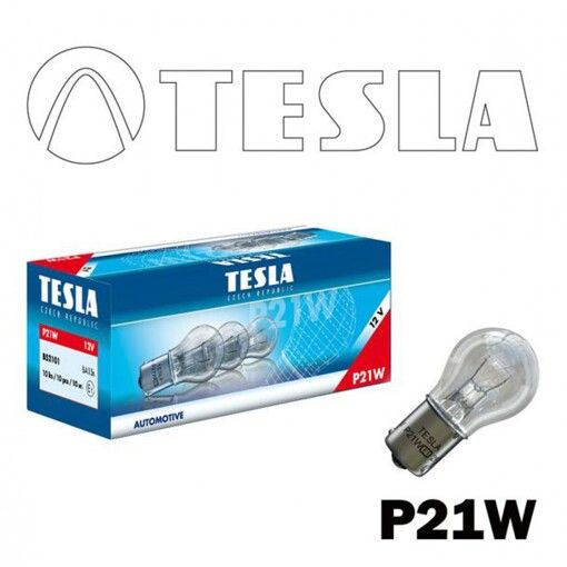 Лампа розжарювання Tesla P21W (BA15s) 12V B52101 10шт