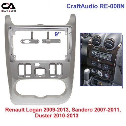 Рамка перехідна CraftAudio RE-008N RENAULT Logan 2009-2013, Sandero 2007-2011, Duster 2010-2013 9&quot;