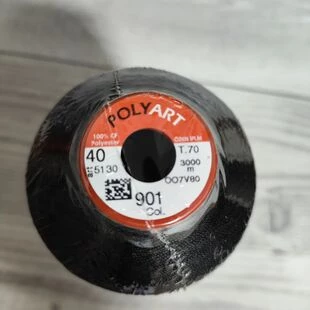 Нитка поліестер POLYART(ПОЛІАРТ) № 40 чорна 3000м