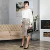 Спідниця жіноча бежева  в клітку КЛ366 розміри 46-58 - 2