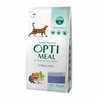 Optimeal Adult Cat Sterilised Salmon - сухий корм з лососем для стерилізованих кішок та кастрованих котів