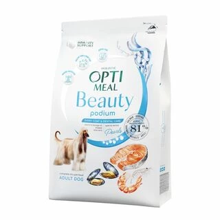 Optimeal Beauty Podium Shiny Coat &amp; Dental Care - сухий корм з морепродуктами для догляду за шерстю та зубами у дорослих собак