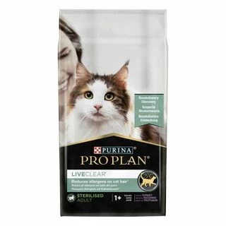 Purina Pro Plan LiveClear Sterilised Turkey Сухий кормдля дорослих котів для зменшення алергенів на шерсті та після стерилізації, з індичкою