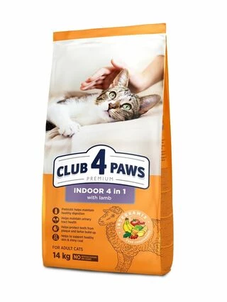 Клуб 4 Лапи Adult Cats Indoor 4 in 1 Lamb - сухий корм з ягням для котів, що живуть в приміщенні