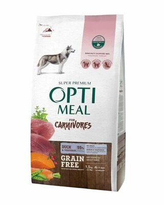 Optimeal Adult Dogs Grain Free Duck &amp; Vegetables - беззерновий сухий корм з качкою для дорослих собак усіх порід