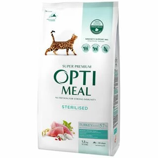 Optimeal Adult Cat Sterilised Turkey with oat - сухий корм з індичкою та вівсом для стерилізованих кішок та кастрованих котів