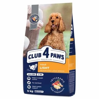Клуб 4 Лапи Adult Medium &amp; Large Breeds Light - сухий корм з індичкою для середніх і великих собак схильних до ожиріння (контроль ваги)