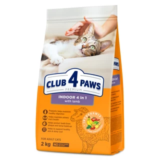 Клуб 4 Лапи Adult Cats Indoor 4 in 1 Lamb - сухий корм з ягням для котів, що живуть в приміщенні