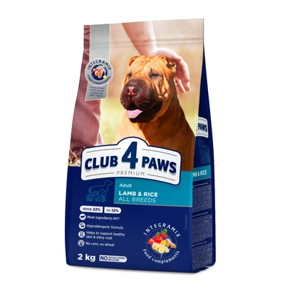 Клуб 4 Лапи Adult All Breeds Lamb &amp; Rice - гіпоалергенний сухий корм з ягням та рисом для дорослих собак всіх порід