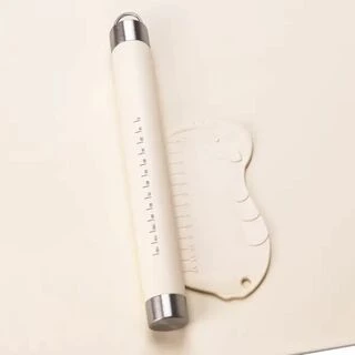 Силіконовий килимок зі качалкою для розкочування тіста Бежевий HP34547W