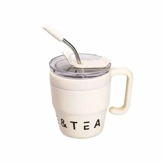 Термочашка Coffee &amp; Tea з трубочкою бежева HP-14-23BE