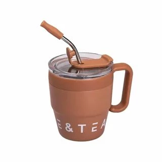 Термочашка Coffee &amp; Tea з трубочкою коричнева HP-14-23BR