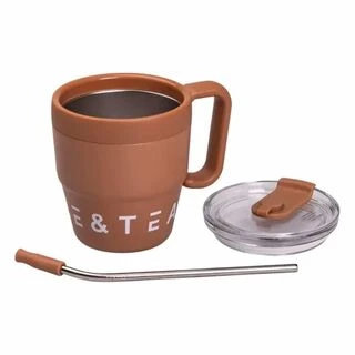 Термочашка Coffee &amp; Tea з трубочкою коричнева HP-14-23BR